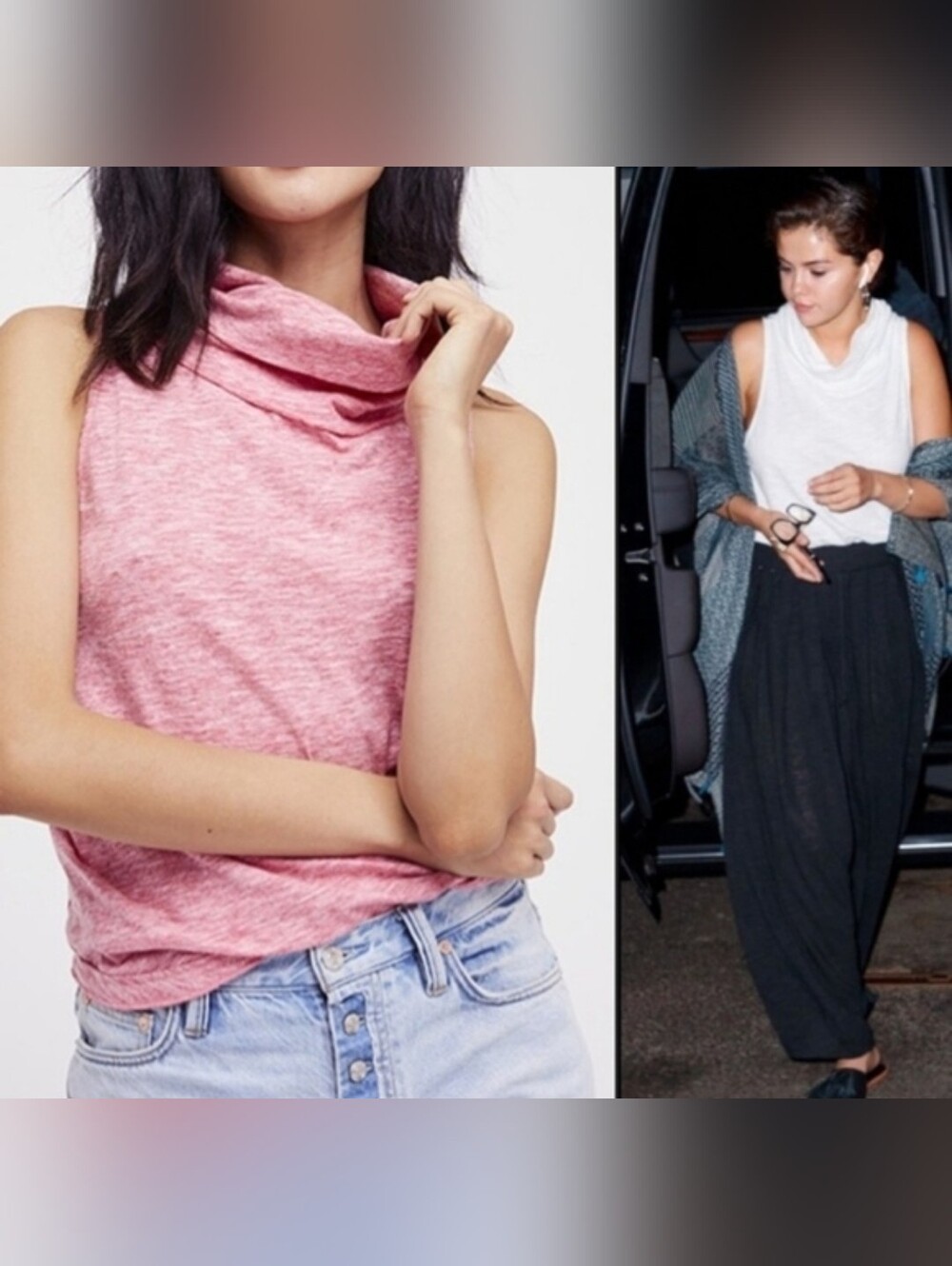 We The Free Flowy Heathered Rose Sleeveless Cowl Neck Tank XS